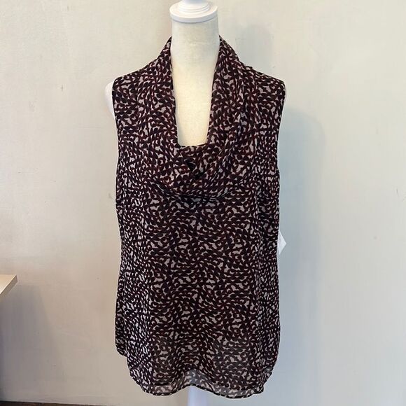 CABI Sakura red sheer sleeveless lattice blouse Size M New - Picture 1 of 10